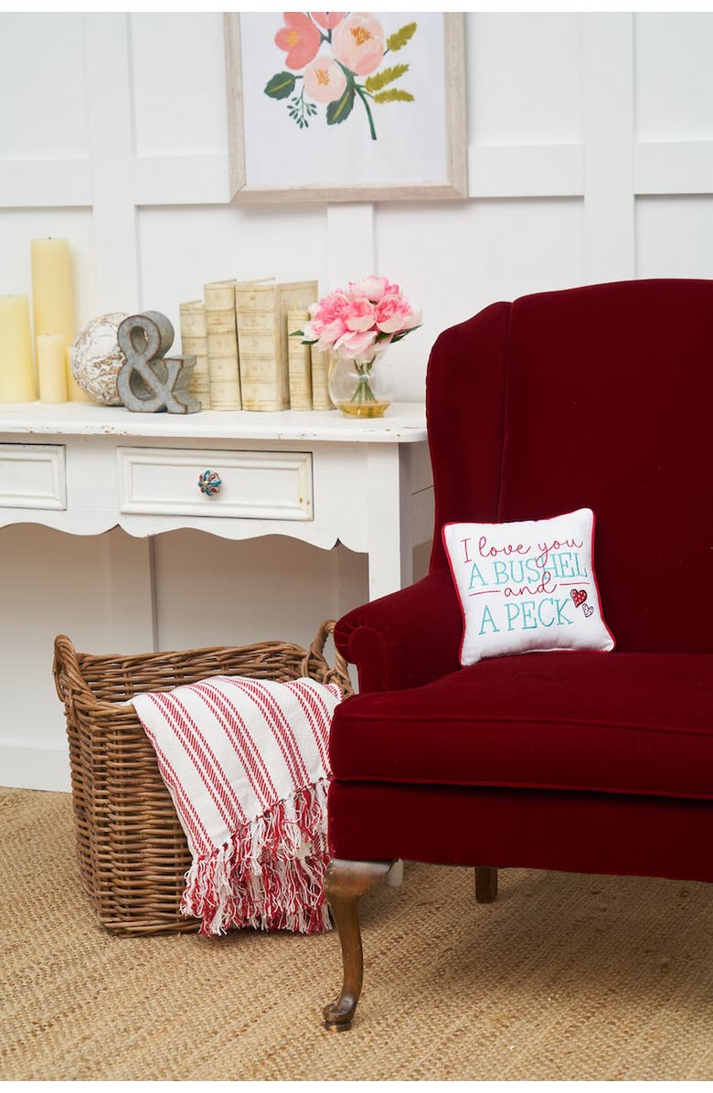 C&F Home "I Love You A Bushel And A Peck" Embroidered Mini Size Valentine's Day Accent Pillow 10" x 10", Alternate, color, 