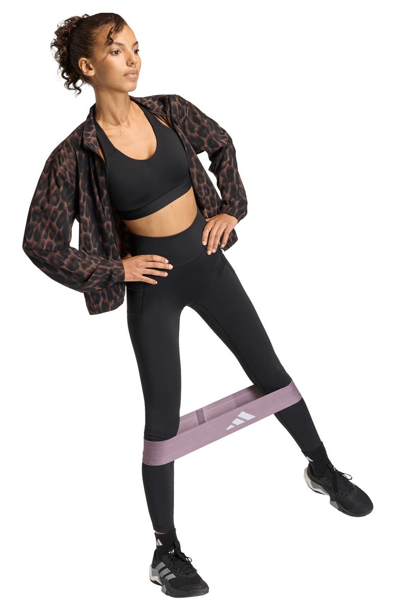 adidas 3-Stripes All-Over Print Jacket, Alternate, color, Earth Strata/ Black