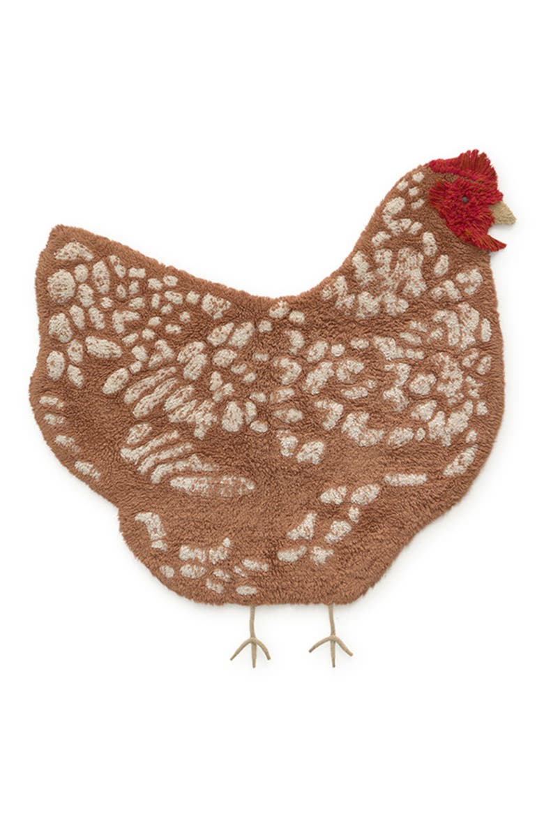 Chicken Washable Cotton Blend Rug, Main, color, NATURAL CHESTNUT