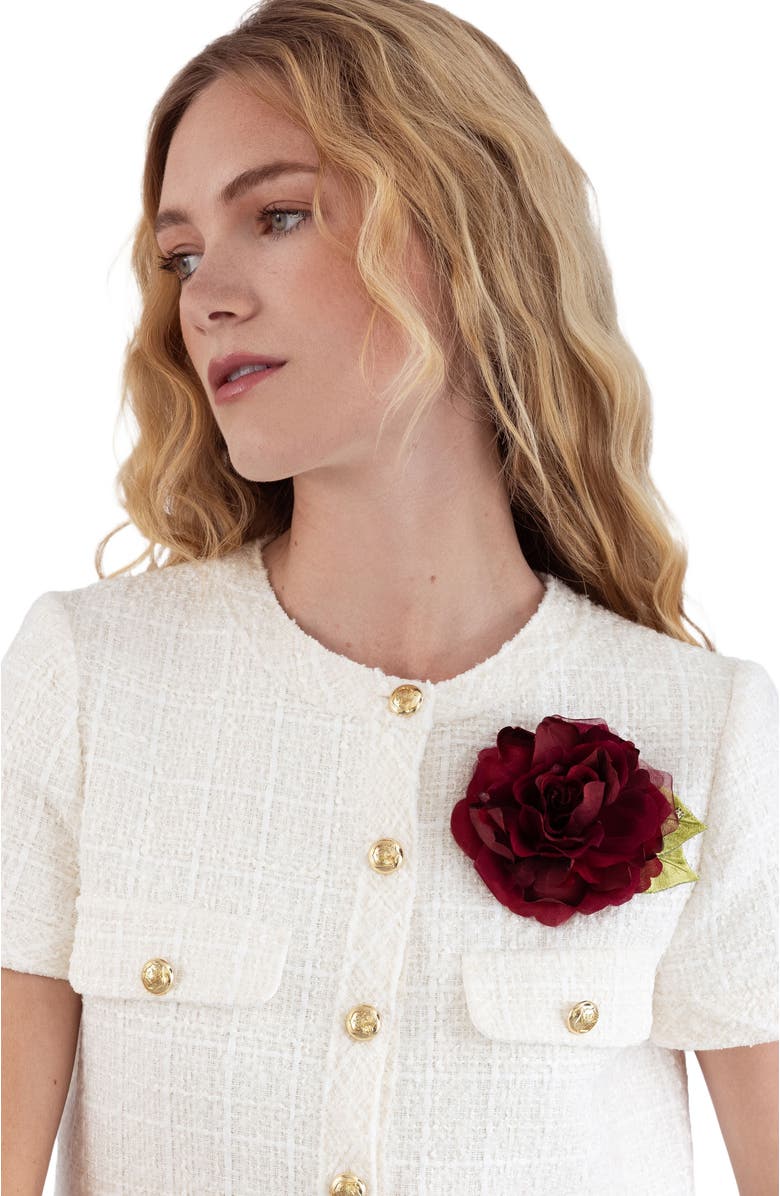 Helena Simon The Small Red Rose Floral Brooch, Alternate, color, Red