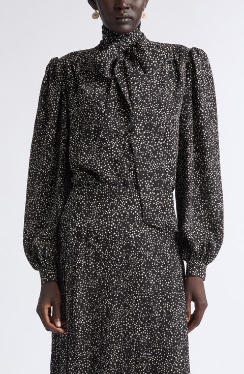 Starry Long Sleeve Silk Minidress