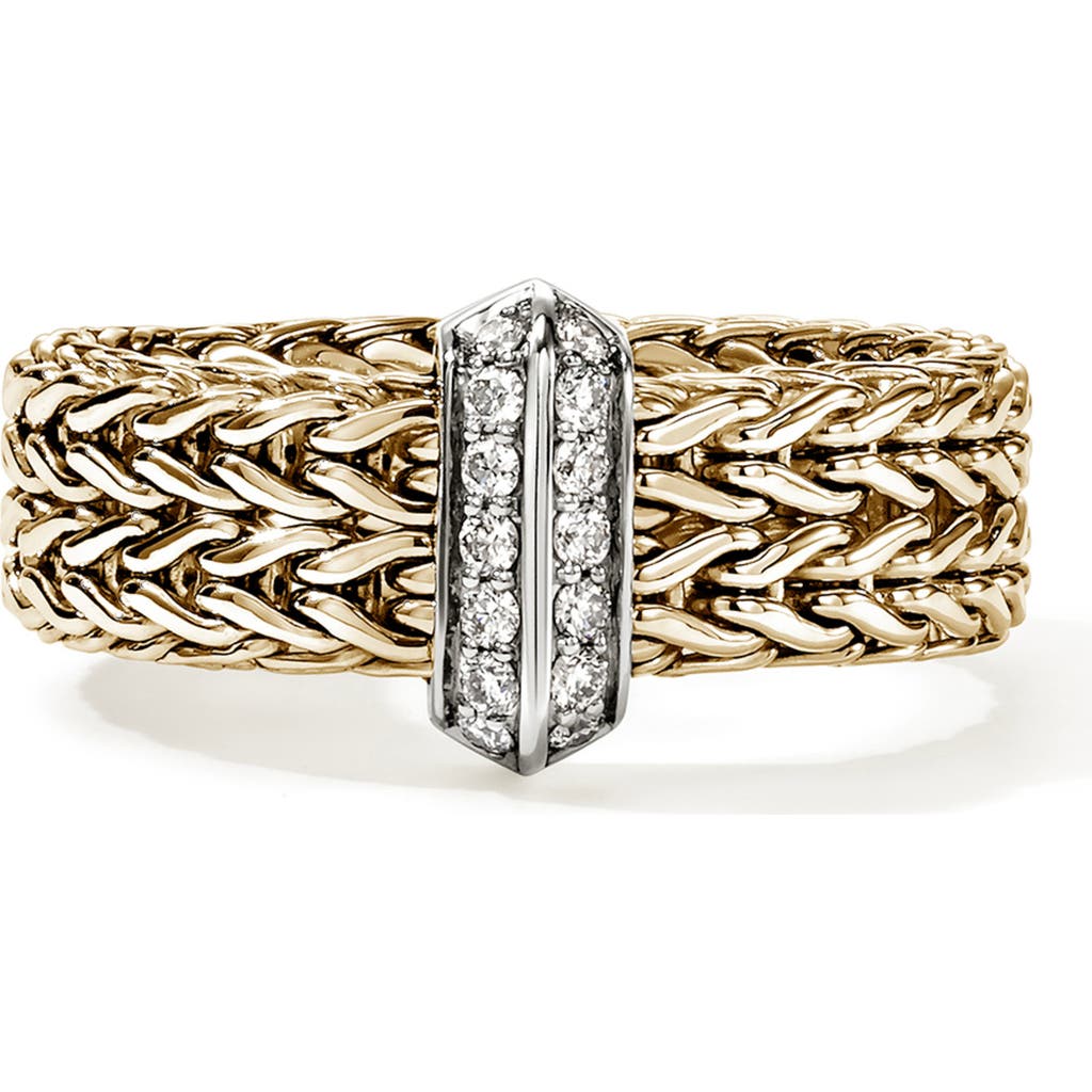 John Hardy Icon Link Ring With Diamonds In Gold