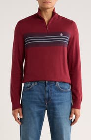 Original Penguin English Chest Stripe Quarter Zip Pullover
