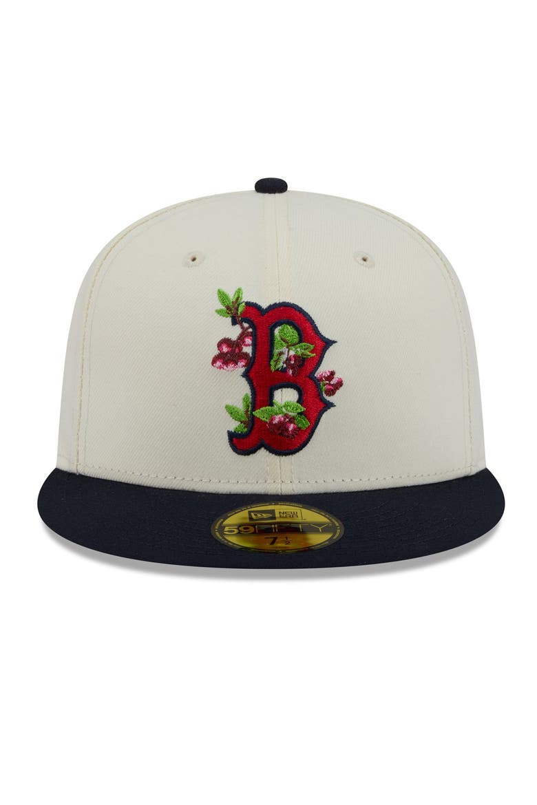 Men's New Era White/Navy Boston Red Sox Blossom 59FIFTY Fitted Hat, Alternate, color, White