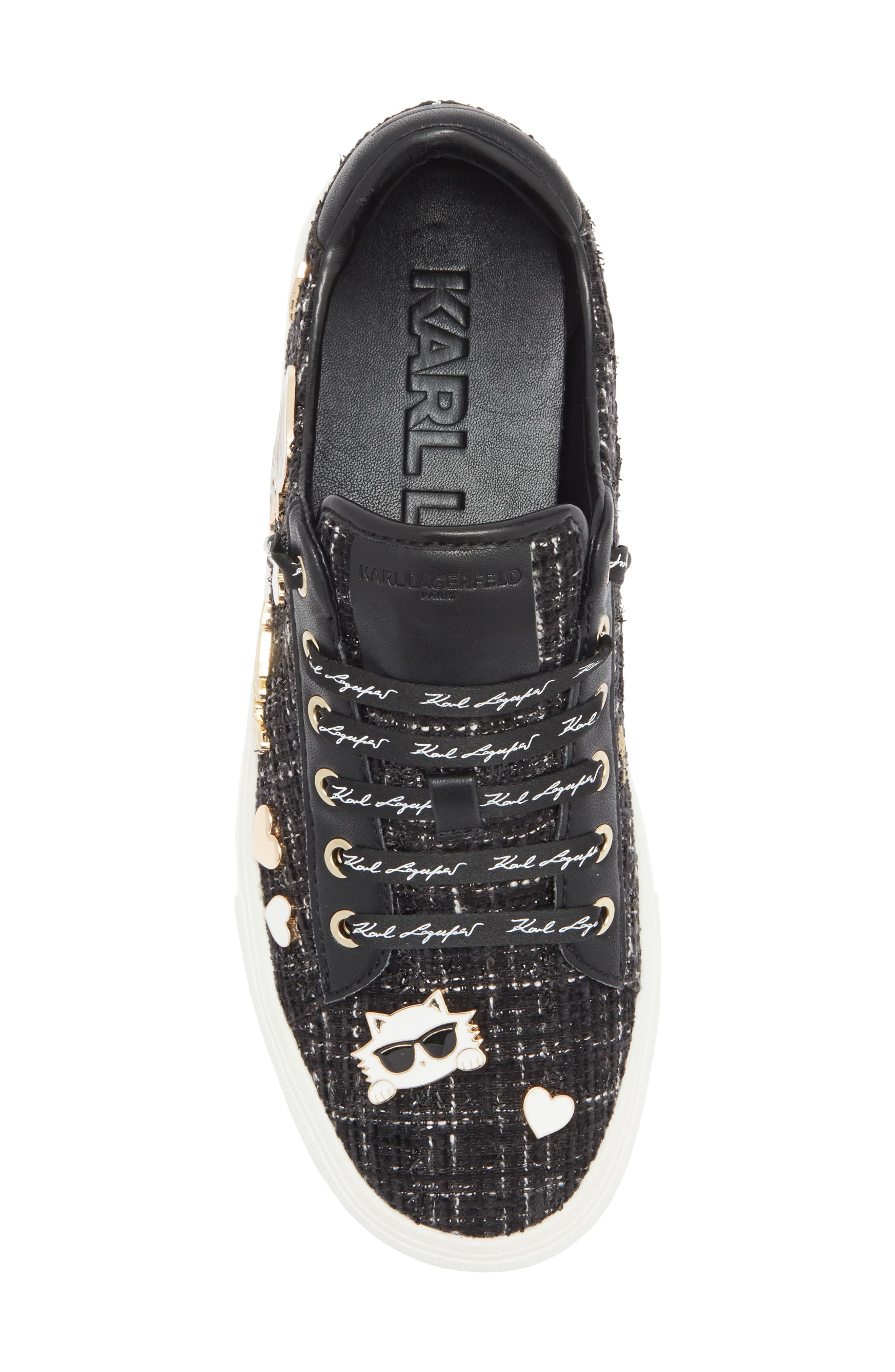 KARL LAGERFELD PARIS Cate Pins Lace-Up Sneaker, Alternate, color, Black/ White
