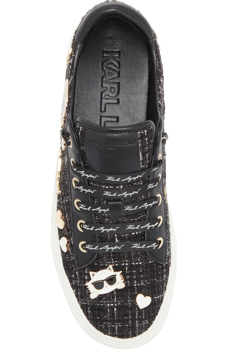 KARL LAGERFELD PARIS Cate Pins Lace-Up Sneaker, Alternate, color, Black/ White
