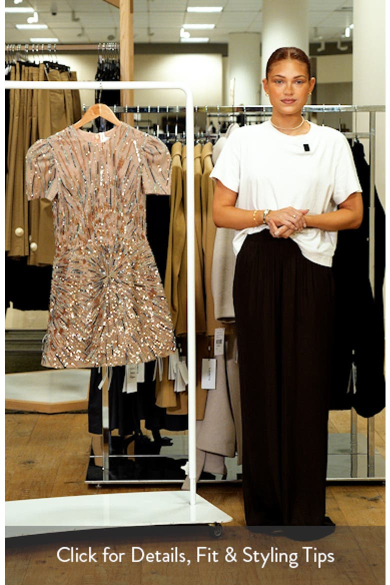 Coco Puff Sleeve Minidress<br>Coco Sequin & Bead Embellished Puff Sleeve Minidress video