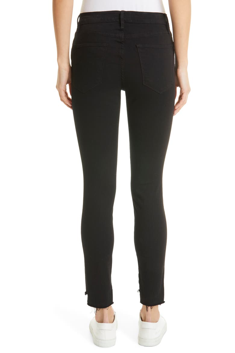 Le High Skinny Ripped Raw Hem Ankle Jeans, Alternate, color, FILM NOIR
