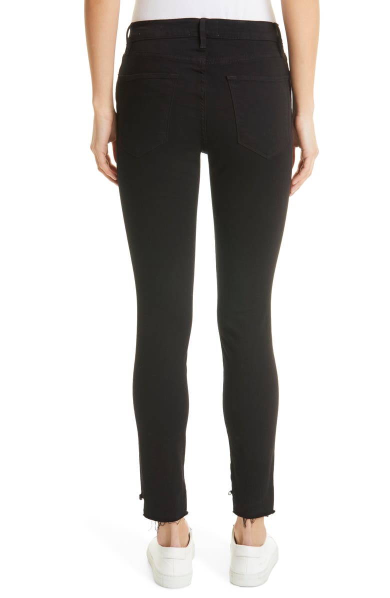 FRAME Le High Skinny Ripped Raw Hem Ankle Jeans, Alternate, color,