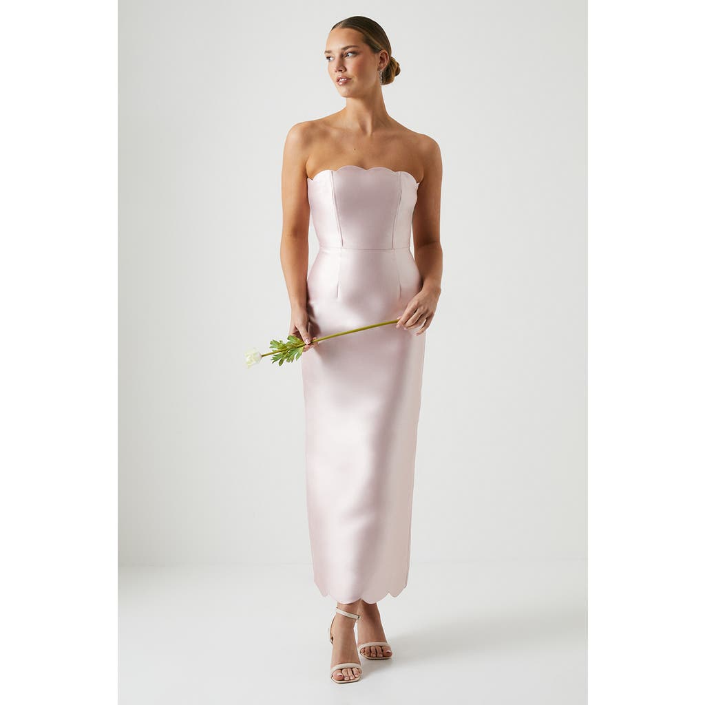 Coast Scallop Twill Column Bridesmaids Dress In Pink