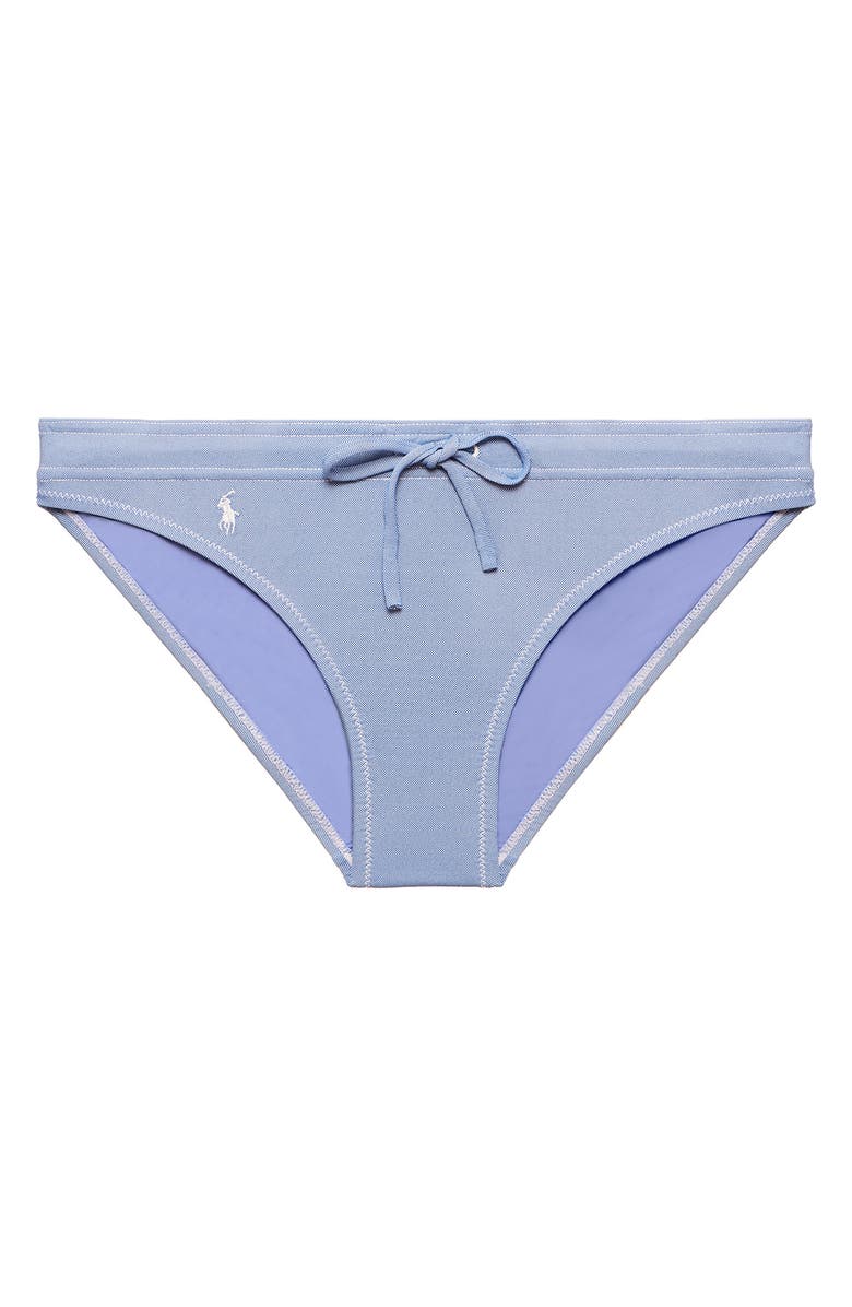 Polo Ralph Lauren Tie Front Retro Hipster Bikini Bottoms, Alternate, color, Carolina Blue