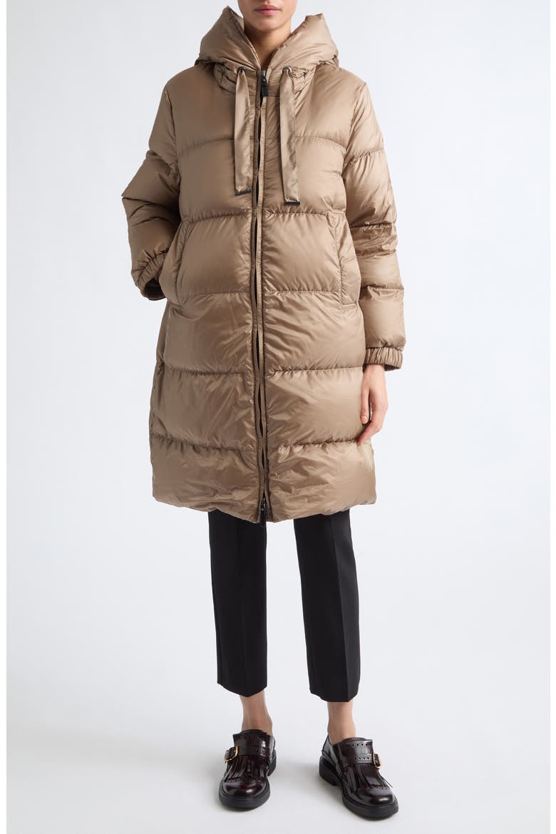 Sei Hooded Water Repellent Down Puffer Coat, Main, color, CLAY