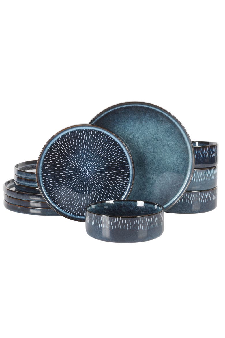 Matisse Moderna Stoneware Reactive Glaze Dinnerware Set - Cobalt, Main, color, Blue