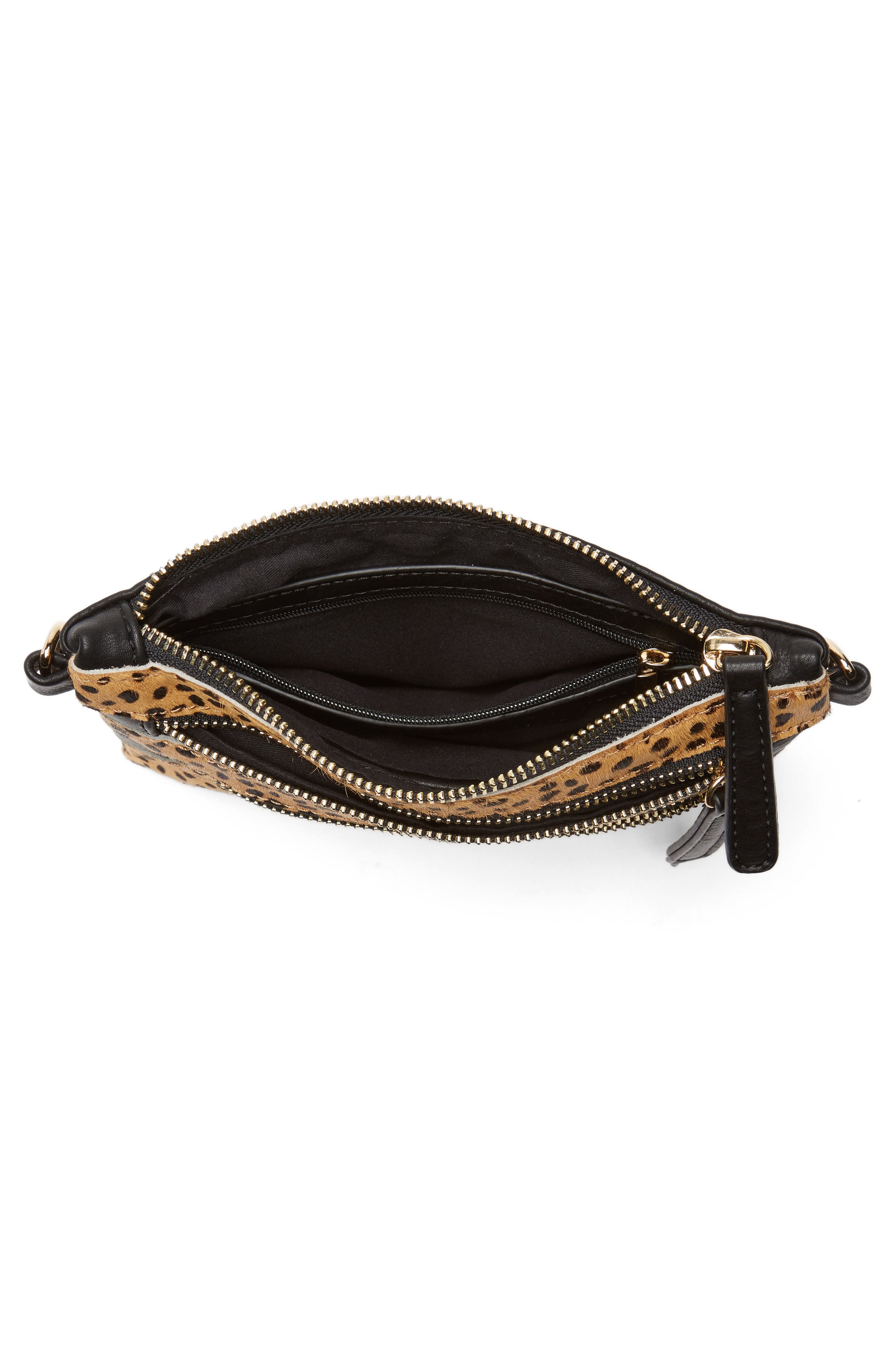 'Camilla' Faux Leather Clutch, Alternate, color, BROWN HAIR CALF
