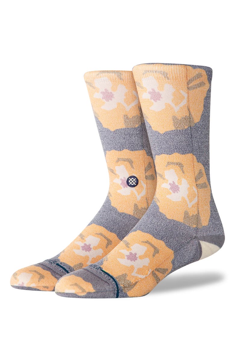 Stance Yellow Brick Poppy Print Floral Crew Socks, Alternate, color, 