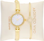 ARGENTO VIVO Mother-of-Pearl Bracelet Watch & Clover Bangle Bracelet Set