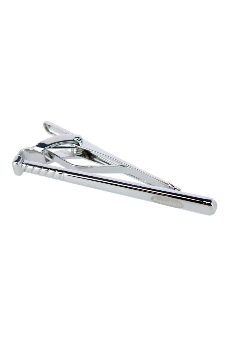 Home Run Baseball Bat Silver Tie Bar, Main, color, Antique Silver