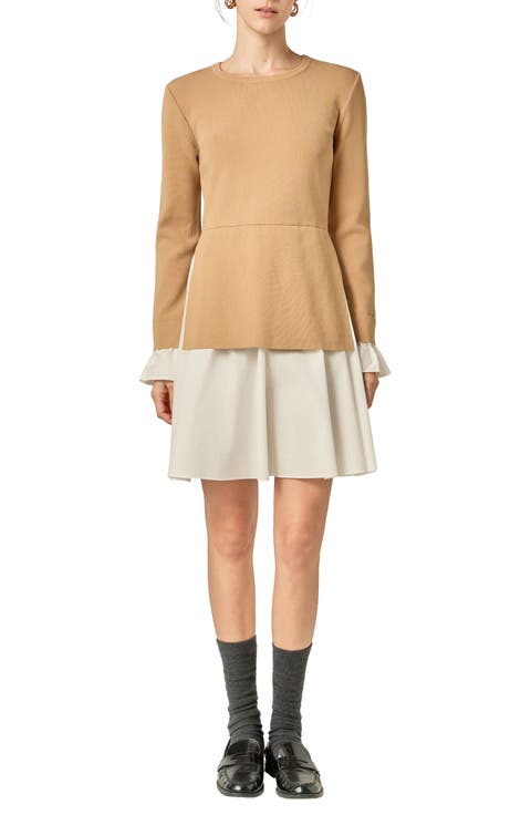 Combo Knit & Poplin Dress