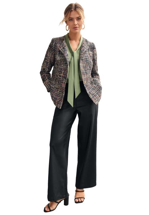 Faux Leather Wide Leg Trouser (Plus)