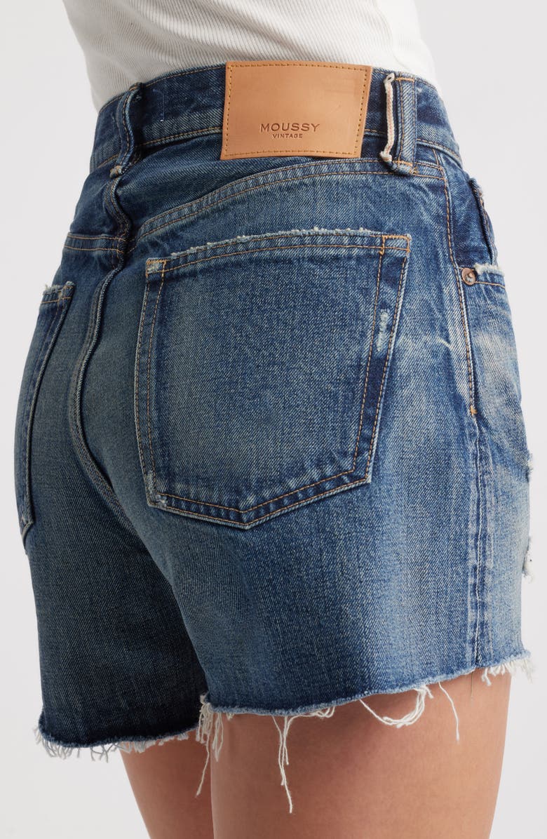MOUSSY VINTAGE Lattingtown High Waist Denim Cutoff Shorts, Alternate, color, Blue