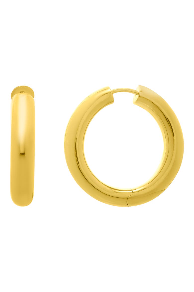 14K Gold Plated Sterling Silver 30mm Hoop Earrings, Main, color, YELLOW