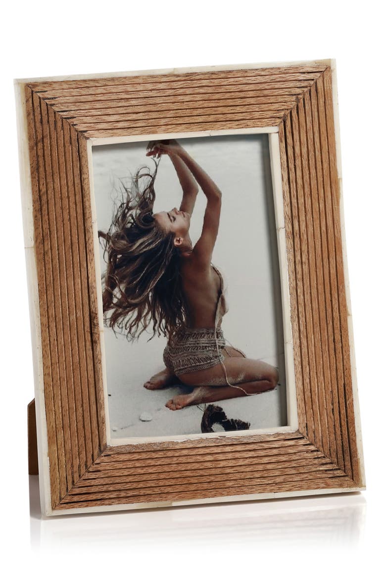 Wood & Bone Picture Frame, Main, color, BROWN/ WHITE