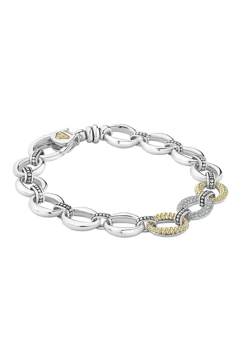 Caviar Lux Diamond Station Link Bracelet, Alternate, color, SILVER/ DIAMOND