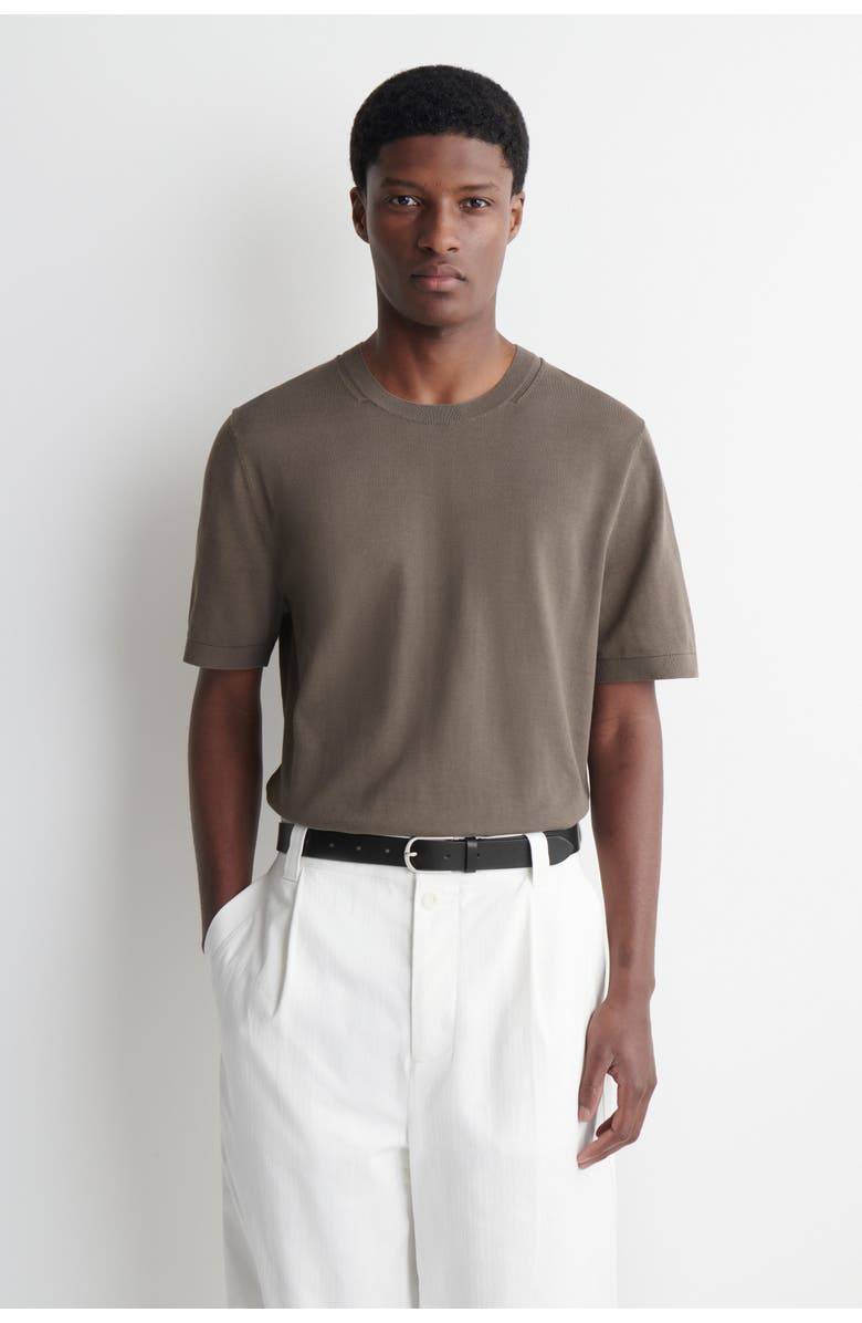 COS Knitted Cotton T-shirt, Main, color, Light Brown