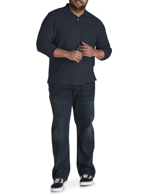 Harbor Bay By Dxl Honeycomb Piqué Polo Shirt In Navy