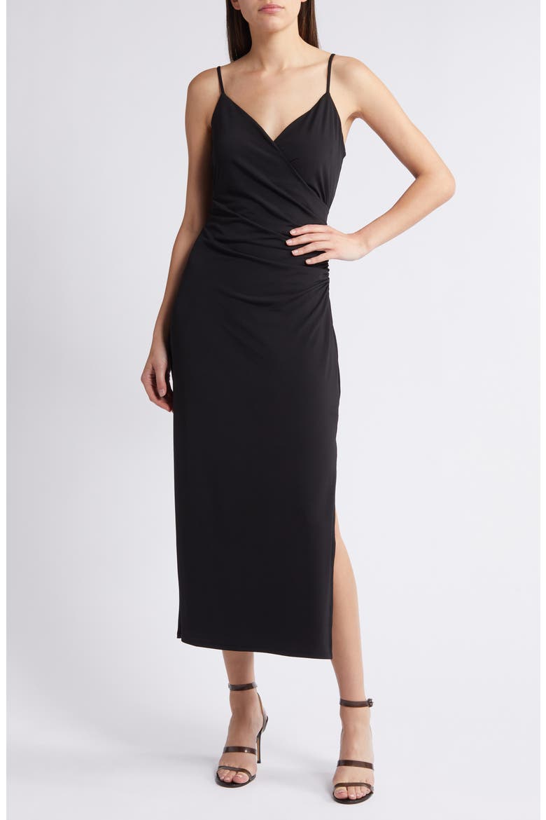 Ruched Jersey Dress, Main, color, BLACK