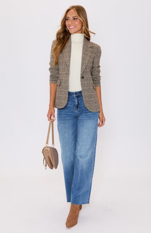 Vici Collection Elodie Plaid One-button Blazer In Brown