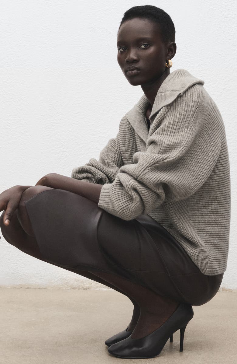 MANGO Manzana Dolman Sleeve Polo Sweater, Alternate, color, Light/ Pastel Grey