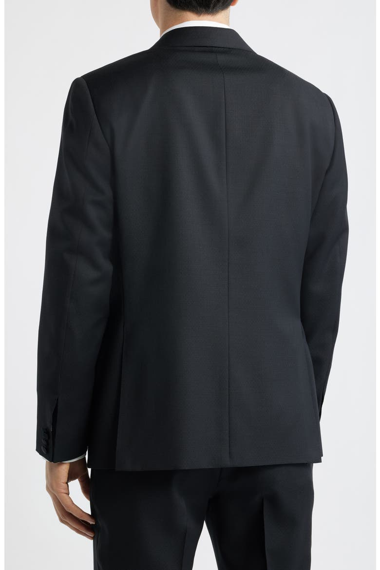 Capri Trim Fit Black Wool Peak Lapel Tuxedo, Alternate, color, BLACK