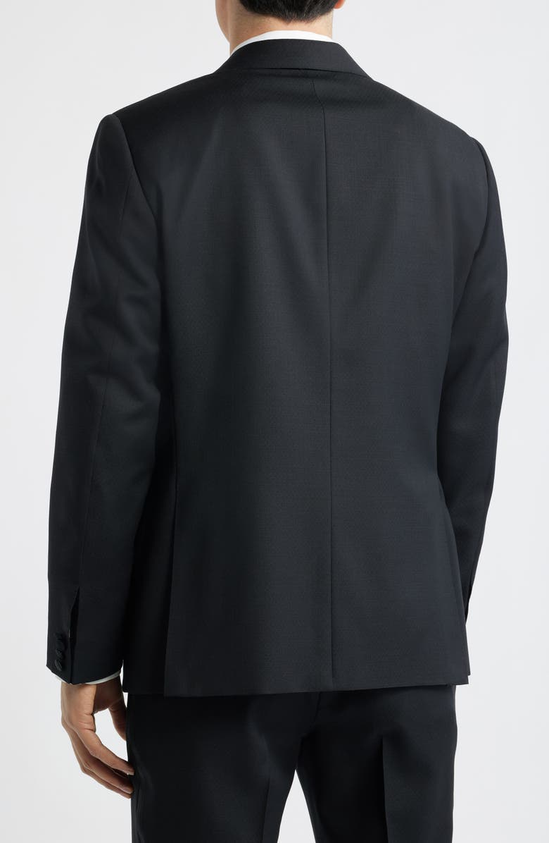 Canali Capri Trim Fit Black Wool Peak Lapel Tuxedo, Alternate, color, Black