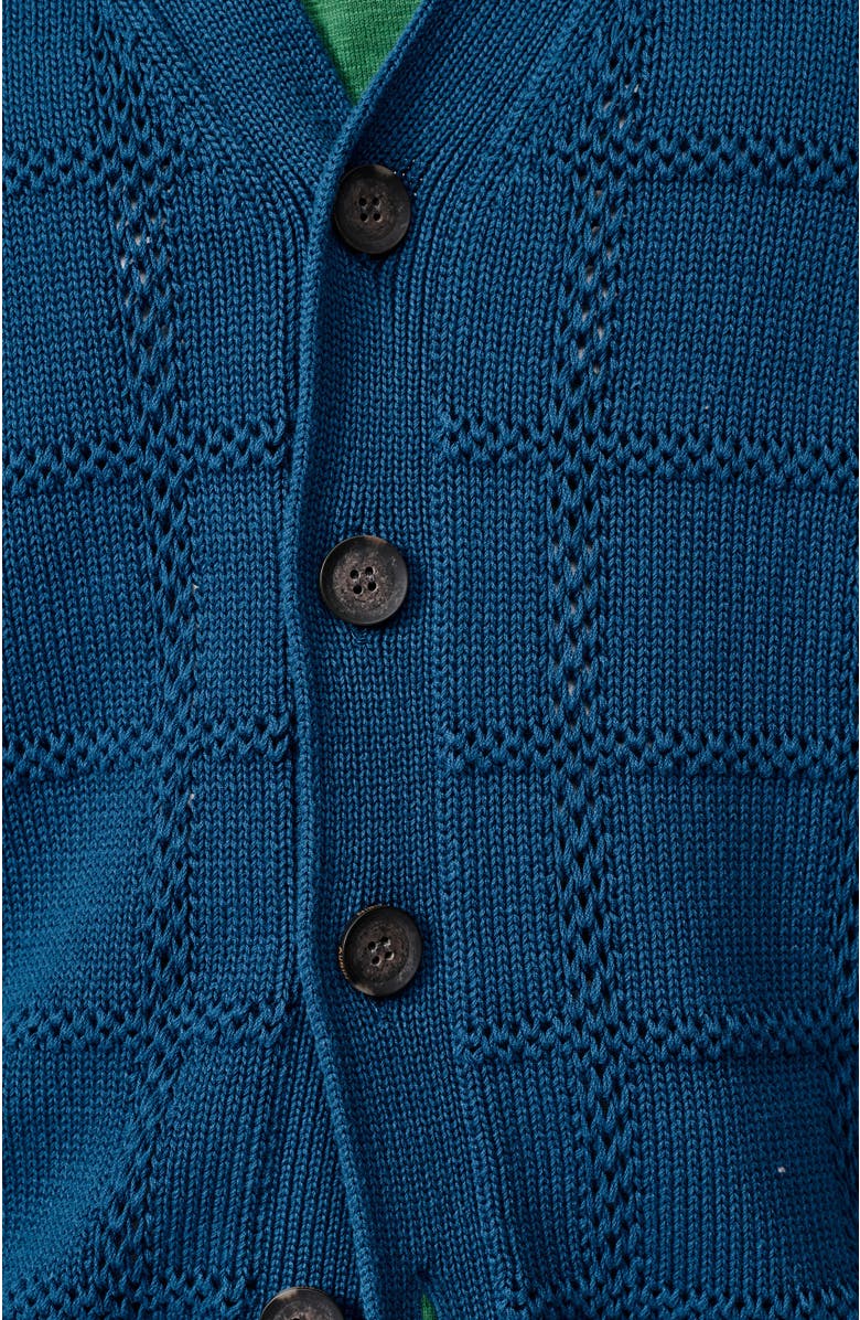 Aubin Rainham V-Neck Checked Cardigan, Alternate, color, Washed Indigo