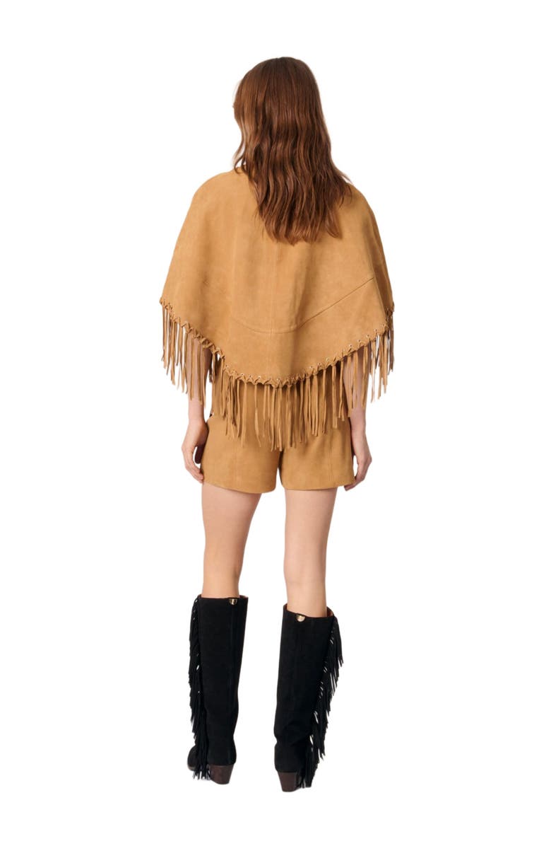 maje Short nubuck fringed coat, Alternate, color, 