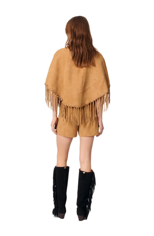 Maje Short Nubuck Fringed Coat