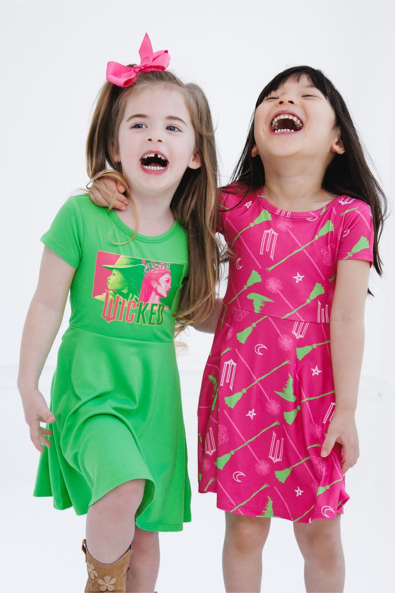 2-Pack Skater Dresses, Alternate, color, Wicked Pink Green