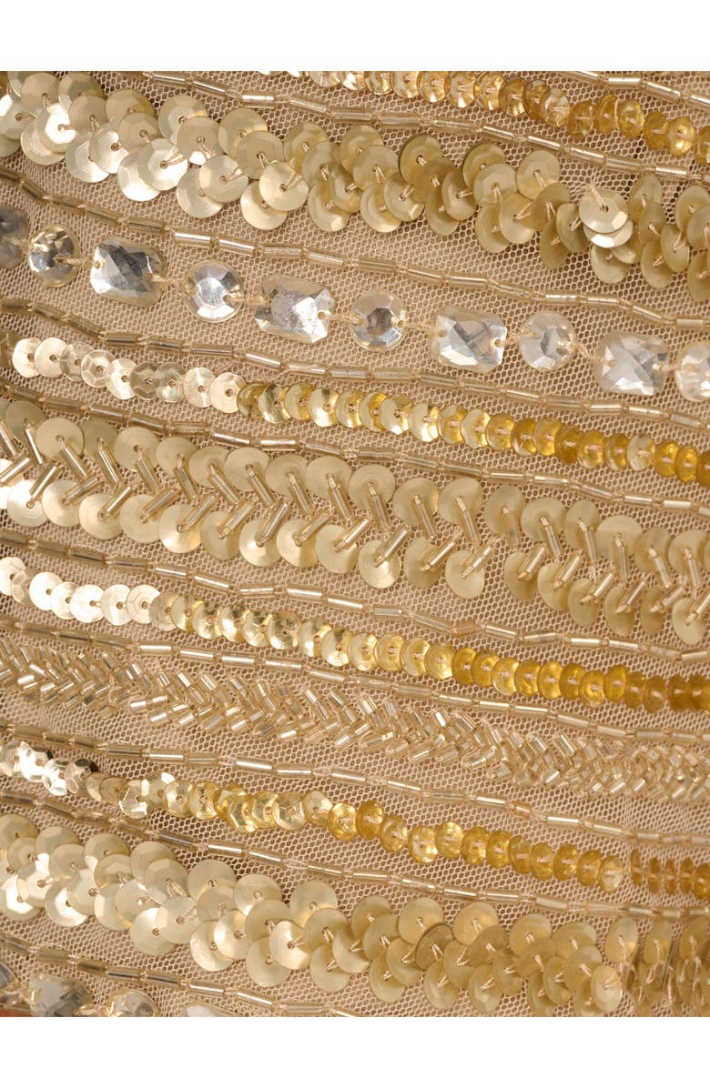 Aidan Mattox Embellished Off the Shoulder Gown, Alternate, color, Gold