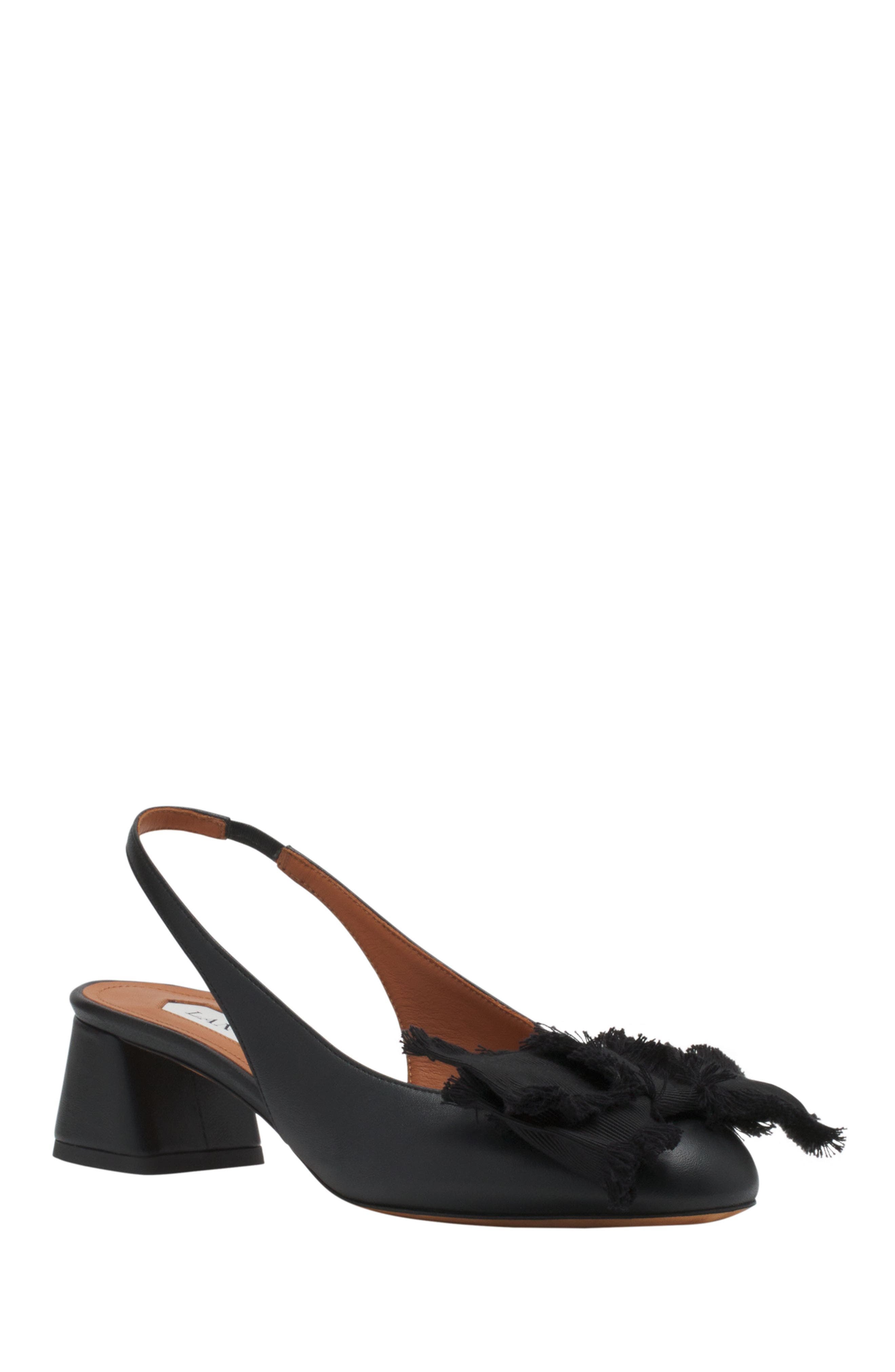 Lanvin LEATHER HEELED SLINGBACK BALLERINA, Alternate, color, 