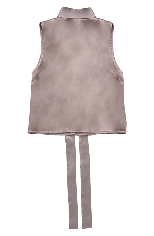 Deluc Corey Sleeveless Satin Tie Neck Top In Animal Print