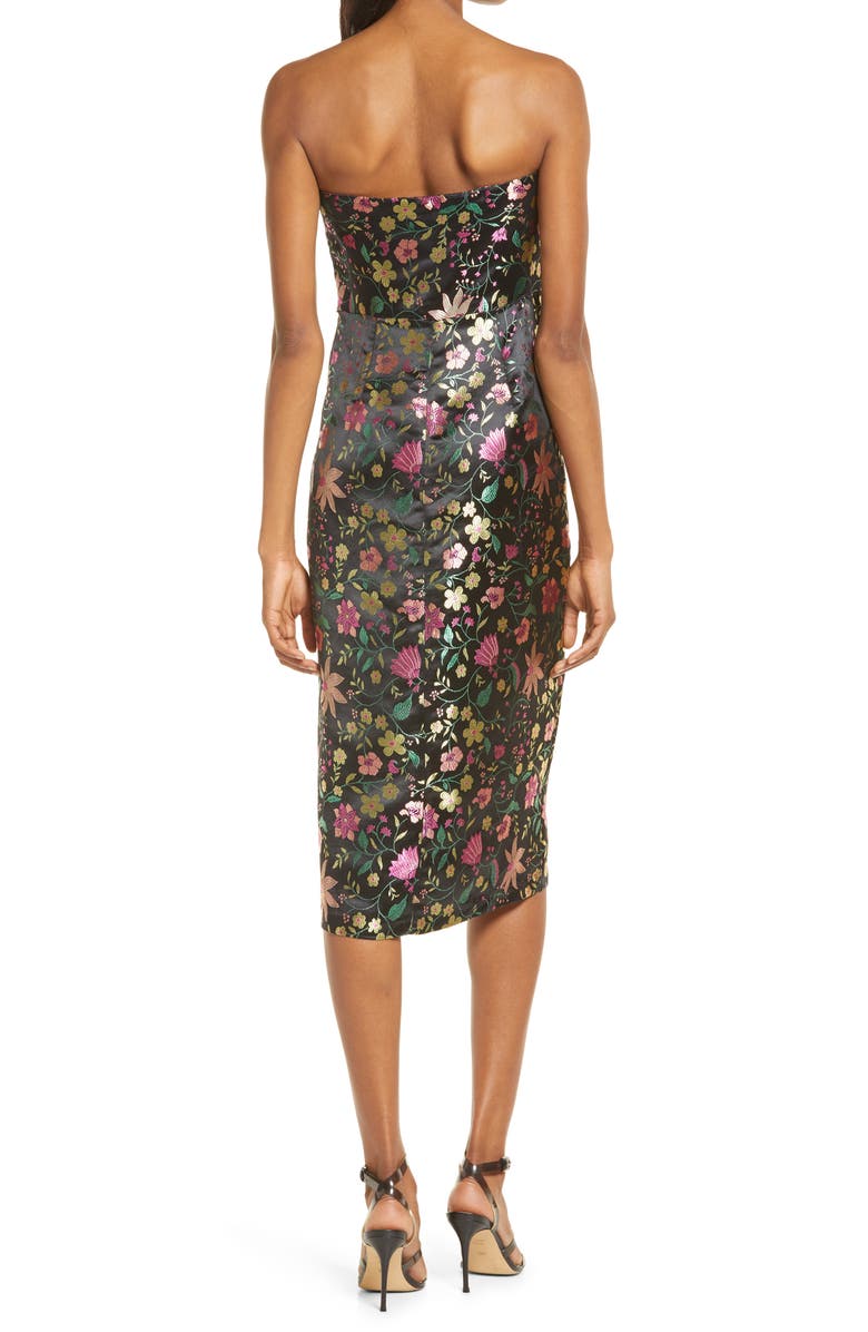Lulus Make a Move Floral Jacquard Sleeveless Satin Dress, Alternate, color, 
