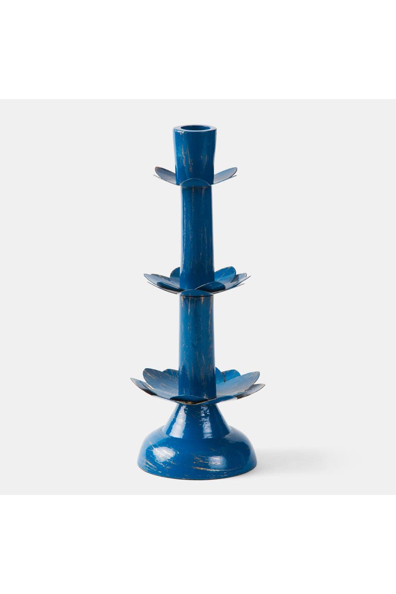 Lotus Bloom Tapered Candleholders, Alternate, color, Patina White