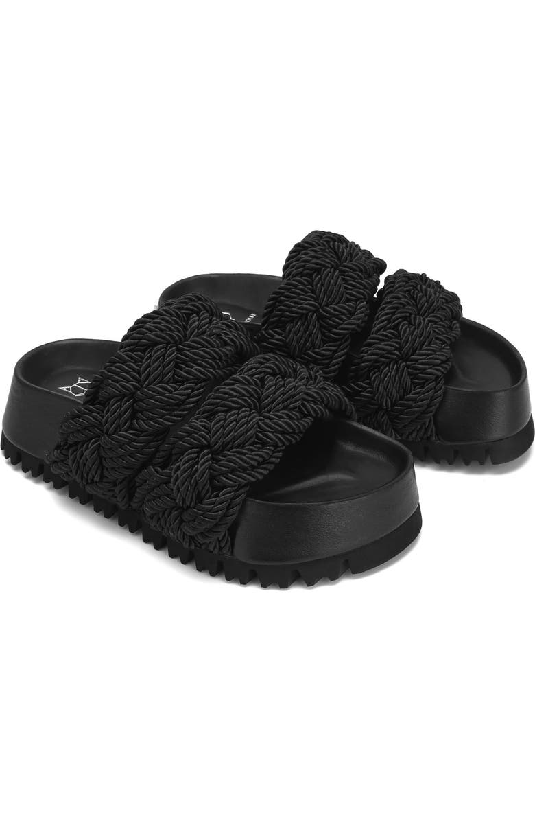 Naked Wolfe Venice Black Rope Braided Platform Slide Sandal, Main, color,