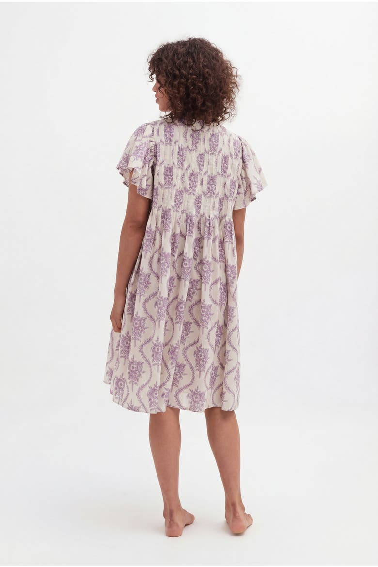 Pleated Nightie, Alternate, color, Alpen Flora Cream/Violet