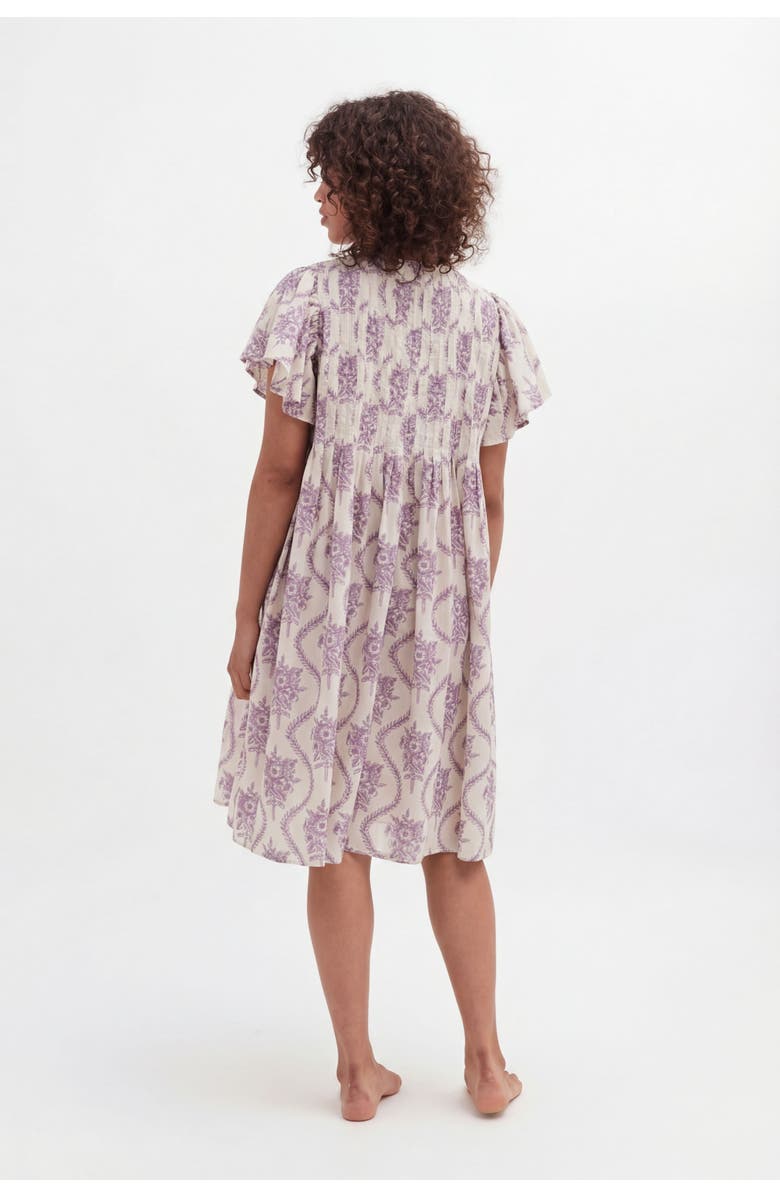 Desmond & Dempsey Pleated Nightie, Alternate, color, Alpen Flora Cream/Violet