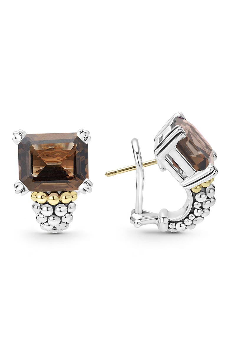 Glacier Smoky Quartz Half Hoop Earrings, Main, color, SMOKEY QUARTZ