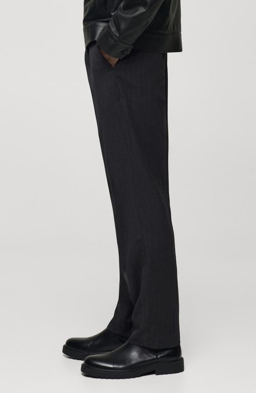 Mango Regular Fit Pleated Pants In Dark Heather Grey