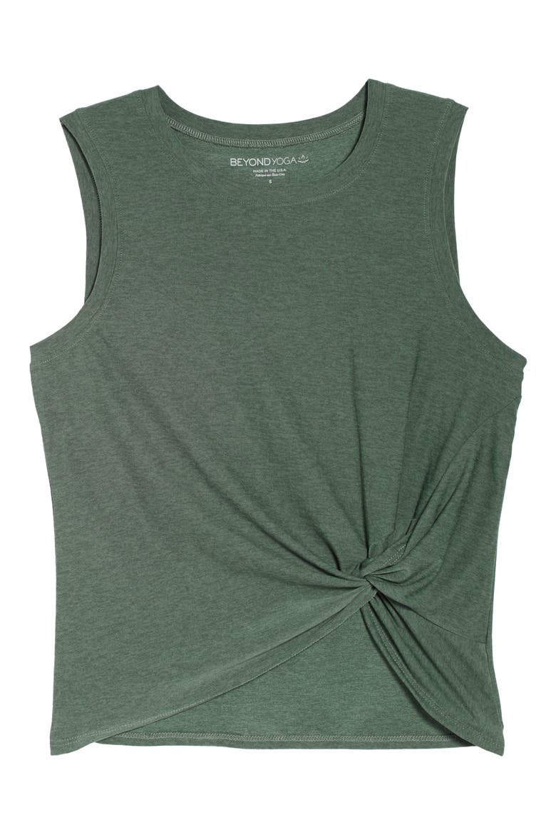 Front Twist Muscle Tank, Alternate, color, GREEN IVY