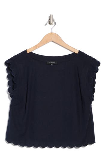 Ellen Tracy Scalloped Crop Tank